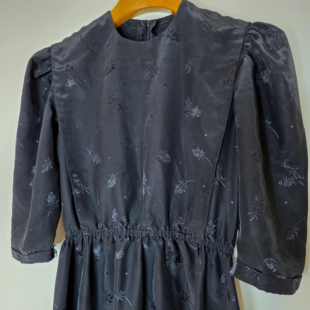 Handmade Victorian‎ Inspired Goth Bib Dress Sz 4/6 Puff Sleeve Dark Cottagecore